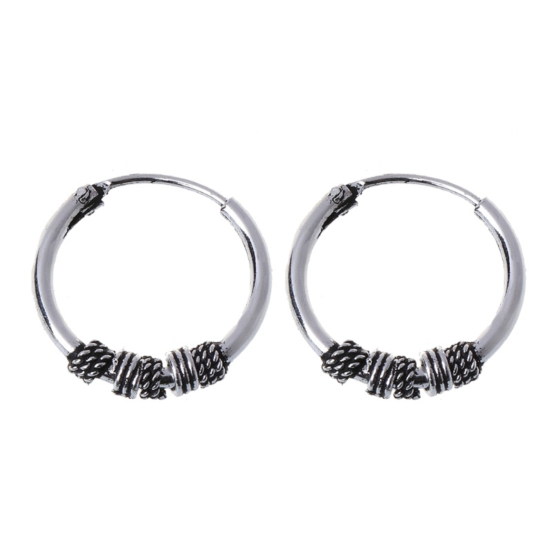 Bông Tai Tròn Bằng Kim Loại Phong Cách Punk Tối Giản