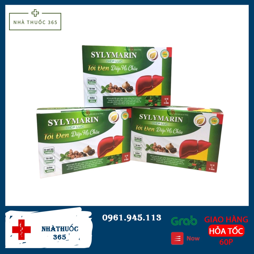 Sylymarin Diệp lục tỏi đen diệp hạ châu bổ gan, mát gan, giải độc gan (Hộp 60 viên)