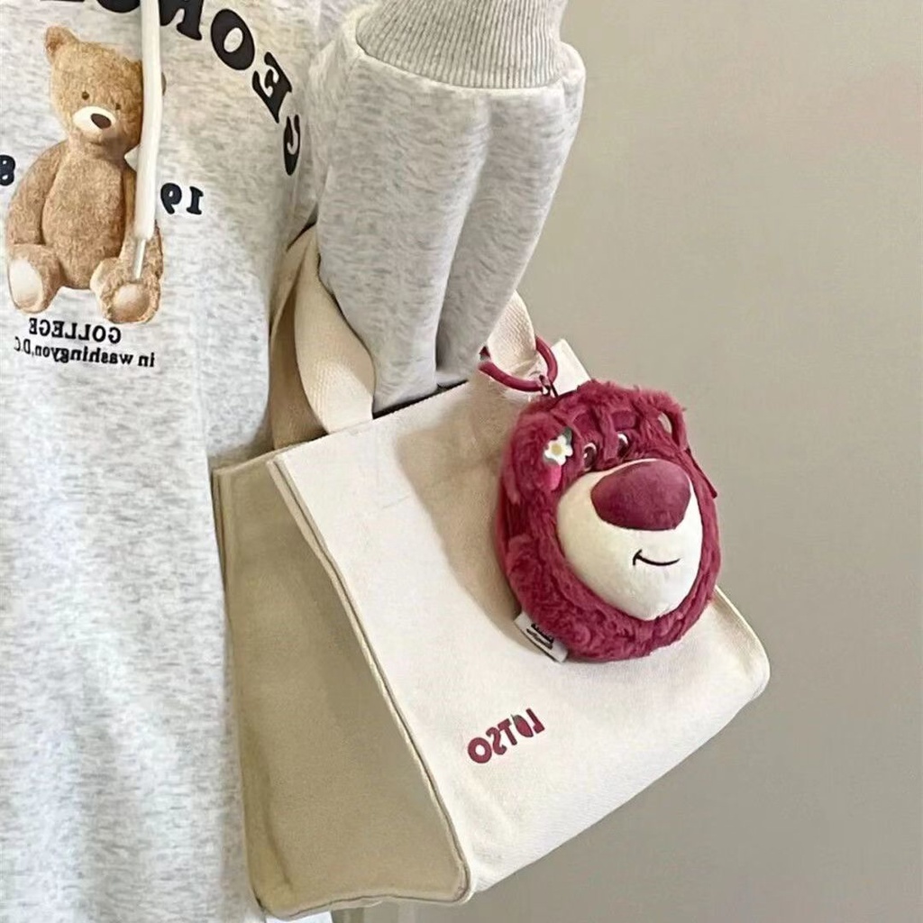 Túi Xách Canvas Họa Tiết Hoạt Hình Phong Cách Nhật Bản 28 X 11 X 21CM Kèm Móc Khóa Winnie The Pooh - Thích Hợp Laptop 13