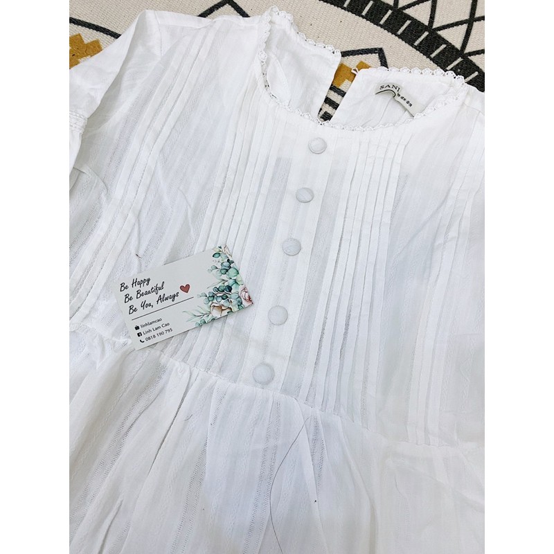 Áo Sơ Mi Babydoll Tay Bồng Cúc Bọc Ullzzang [ẢNH THẬT+VIDEO]