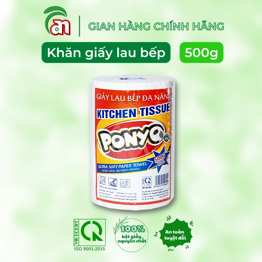 Khăn Giấy Lau Bếp Đa năng Cao Cấp PONYO 2 lớp 500g
