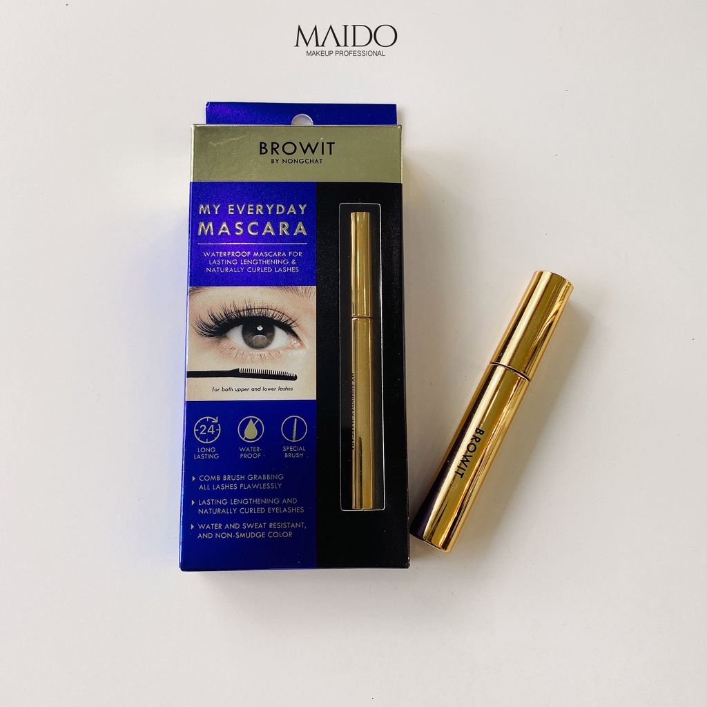 Chuốt mi Mascara NongChat Browit Thái Lan dày, dài mi, không lem, không trôi, không vón cục MAIDO COSMETICS