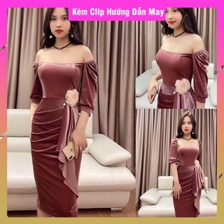 V021_Rập giấy đầm nhung xếp li