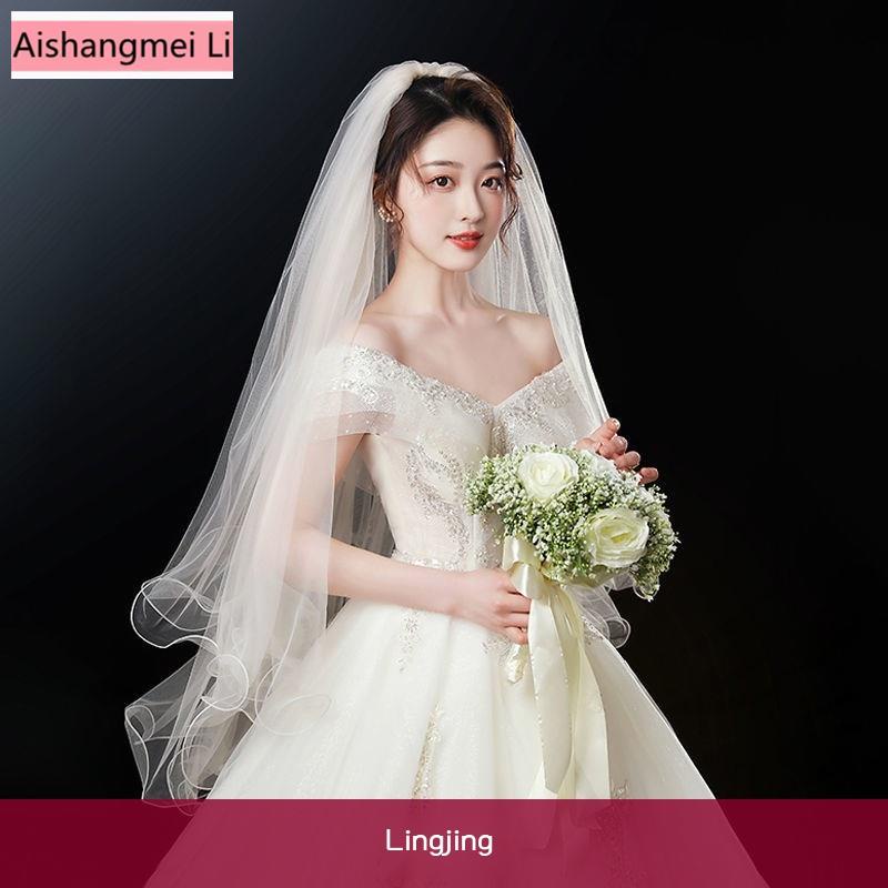 [Aishang Phụ Kiện Đẹp] Mạng Che Mặt Cô Dâu Tóc Xoăn Siêu Thơ Mộng Phong Cách Rừng Cây Cổ Tích Màu Trắng Chụp Ảnh
