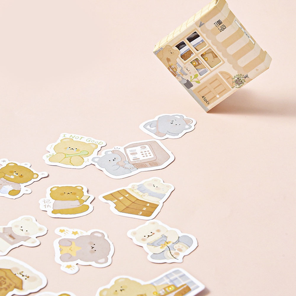 Hộp 45 miếng dán trang trí sổ tay 6 kiểu dễ thương tùy chọn