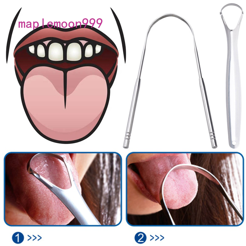 [Hàng mới về] Set 2 Dụng Cụ Cạo Lưỡi Bằng Thép Không Gỉ Vệ Sinh Miệng Tiện Dụng