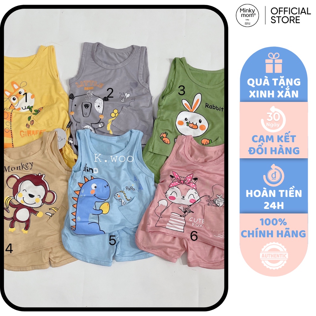 [SALE] Bộ Ba Lỗ Cho Bé Trai, Bé Gái KIMCHI Vải Thun Lạnh Họa Tiết Động Vật Dễ Thương, Áo Ba Lỗ Bé Trai KW3LO2103