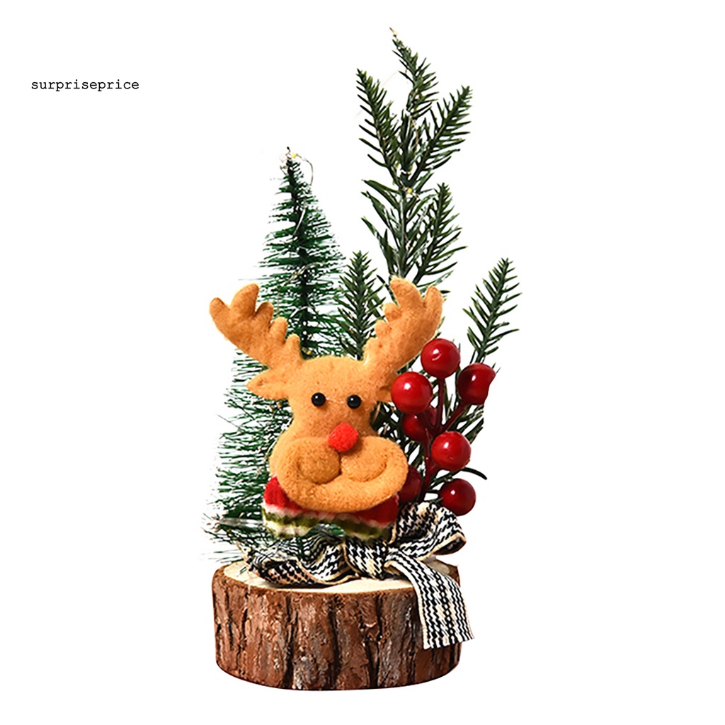 Cây thông giả mini đế gỗ tích hợp đèn led trang trí lễ giáng sinh