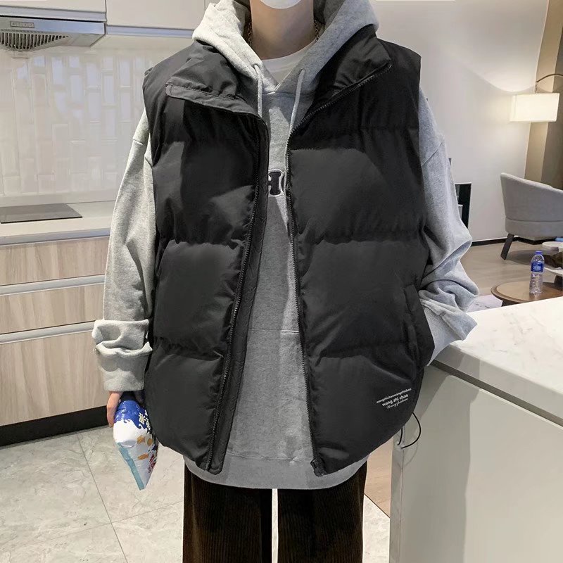 Áo vest Cổ Đứng Đệm Dày Dặn Phong Cách hong kong Thời Trang Mùa Đông Cho Nam