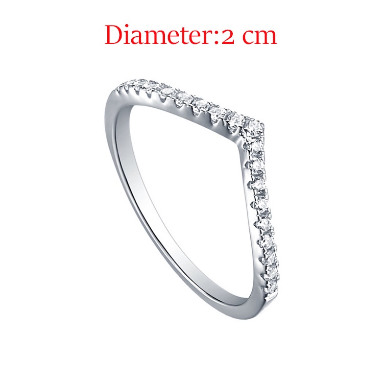 Nhẫn Kim Cương Hình Chữ V Đơn Giản Phong Cách Hàn Quốc Cho Nữ