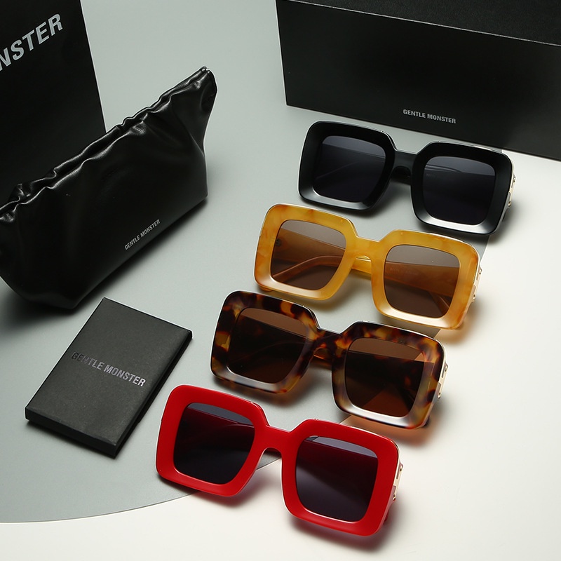 Kính Mát Gọng Vuông Kim Loại Chống Nắng Phong Cách Thời Trang Phương Tây