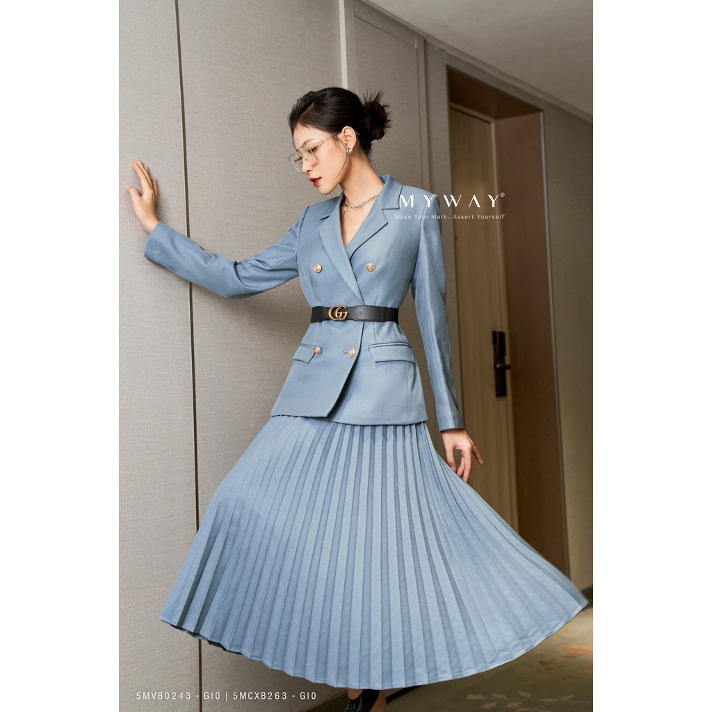 Set Áo Vest Chân Váy Nữ Dập Ly Công Sở MY WAY Sang Trọng 5MVB0243 -5MCXB263 Gio