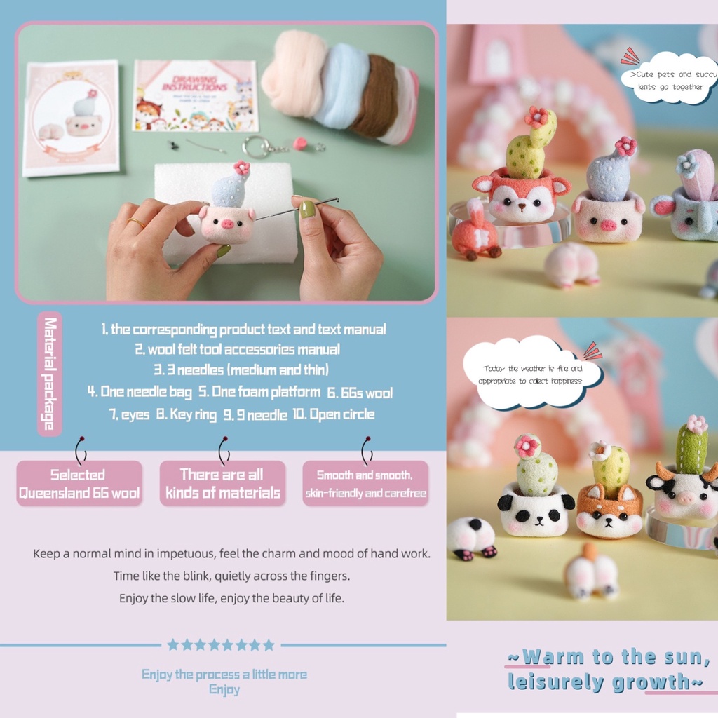 Len Chọc Handmade, Bộ Kit Len Chọc Chậu Cây Thú Cưng