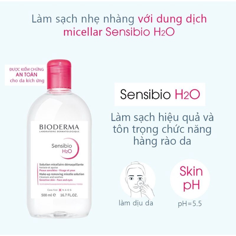 [Chính Hãng] Nước tẩy trang Bioderma nội địa Pháp 500ml,nước tẩy trang Bioderma cho mọi làn da