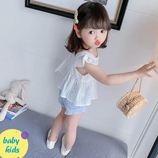 SÉT ÁO PHỐI REN TAY CÁNH TIÊN - SOOC JEAN