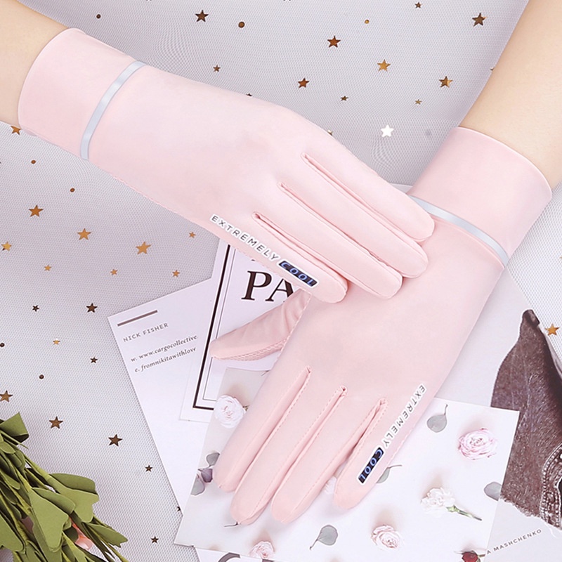 Găng tay vải lụa lạnh phối lưới mỏng nhẹ chống nắng chống gió dùng được cảm ứng thời trang mùa hè dành cho nữ