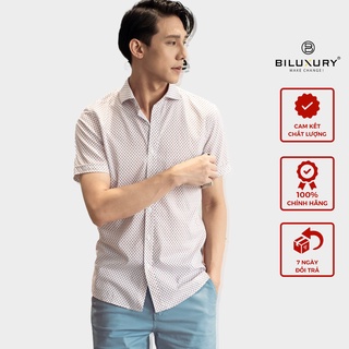Áo sơ mi nam ngắn tay công sở cao cấp Biman by Biluxury vải cotton thoáng khí thấm mồ hôi 4SMCH008CAM