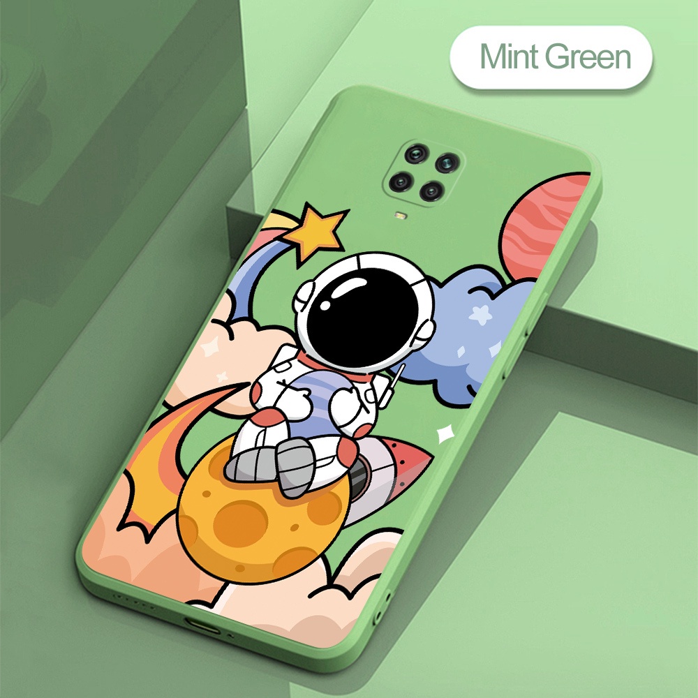 Ốp điện thoại silicon TPU mềm hình vuông in hình phi hành gia cho Xiaomi Redmi Note 9S Note 9 Pro 9T