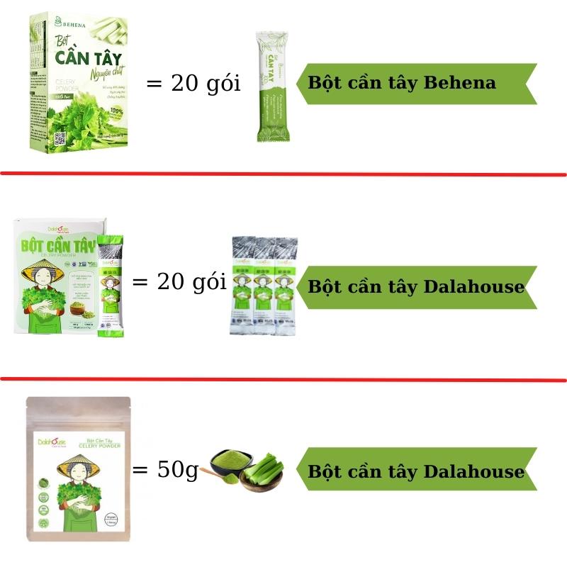 Bột cần tây giảm cân Dalahouse mát gan nguyên chất sấy lạnh hộp 20 gói Lecomax BCTDAL02