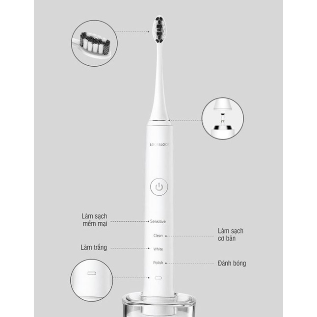 Bàn Chải Đánh Răng Điện Lock&Lock ENR346WHT/ENR346BLK  - Sạc Không Dây