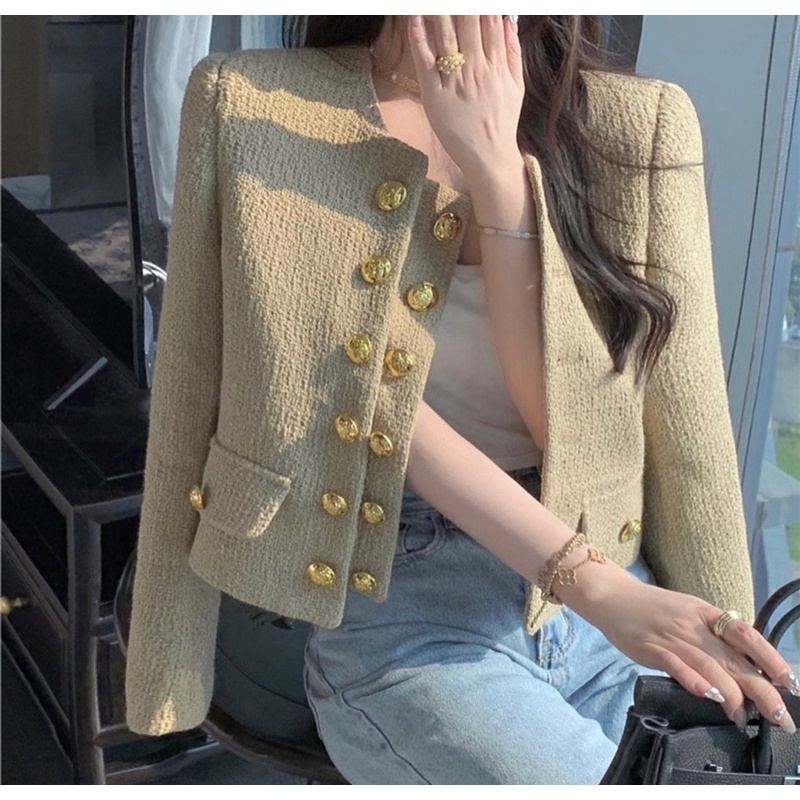 Áo dạ TWEED cúc đồng 4 màu