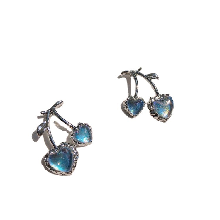 Bông Tai Hình Trái Tim Đính Đá Mặt Trăng Thời Trang 2022