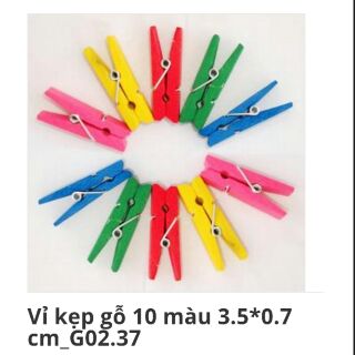 Kẹp gỗ màu bộ 10 chiếc (3,5cm x 0,7cm)