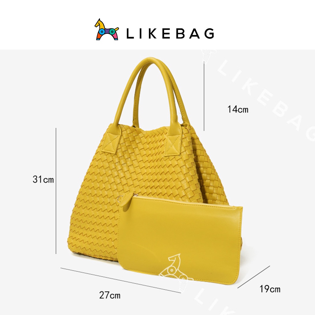 Combo túi xách nữ kèm ví cầm tay mini LIKEBAG da PU đan độc đáo 215ST9787 - LIBAGI