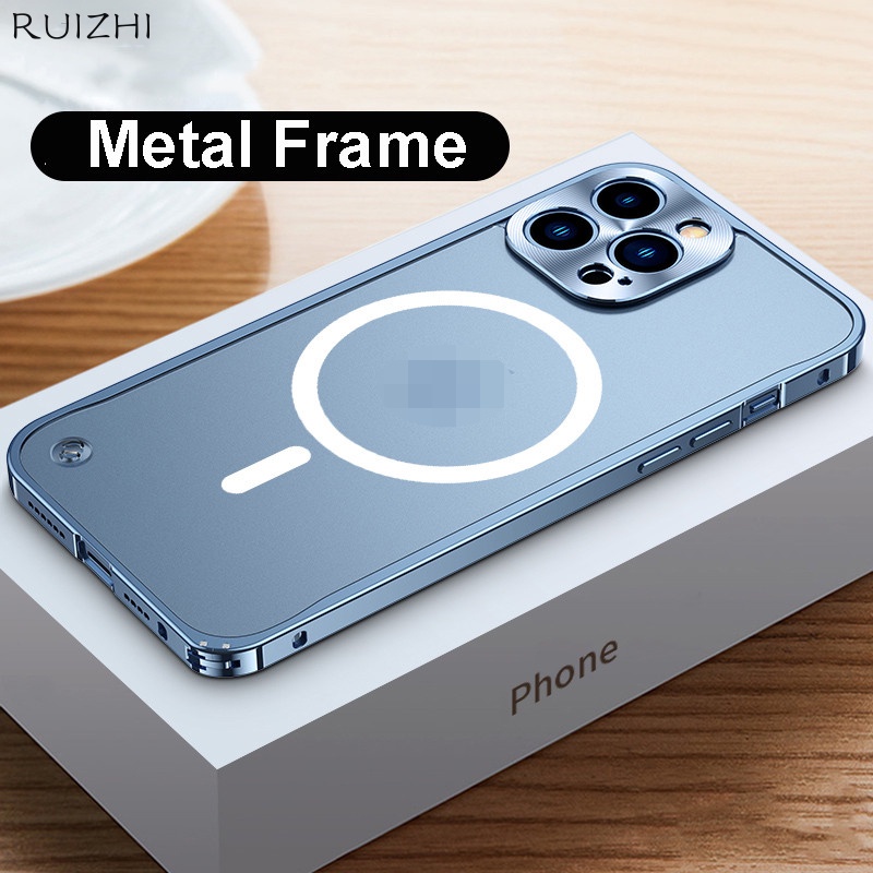 Ốp Điện Thoại Hợp Kim Nhôm Sang Trọng Có Khung Từ Tính Dành Cho Iphone 12 13 Pro Max 12mini 13mini