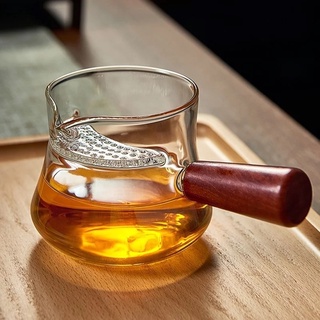 Tống Trà Cán Gỗ Có Chặn Thuỷ Tinh Borosilicate