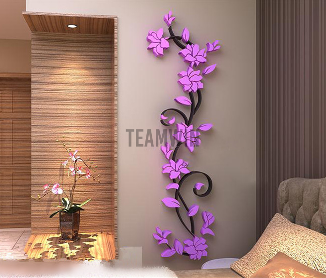 Rosewood Wall Stickers Background Acrylic Crystal Stereo Wall Stickers