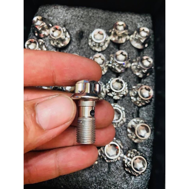 Ốc dẫn dầu thắng Salaya inox gắn heo zin , Brembo các loại