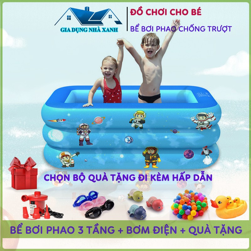 🌨️Mua 1 Được 4🌨️ Bể Bơi Cho Bé,Bể Bơi Phao, Hồ Bơi Cho Bé Bơm Hơi Tại Nhà Chống Trượt An Toàn - Lựa Chọn Bộ Quà Tặng