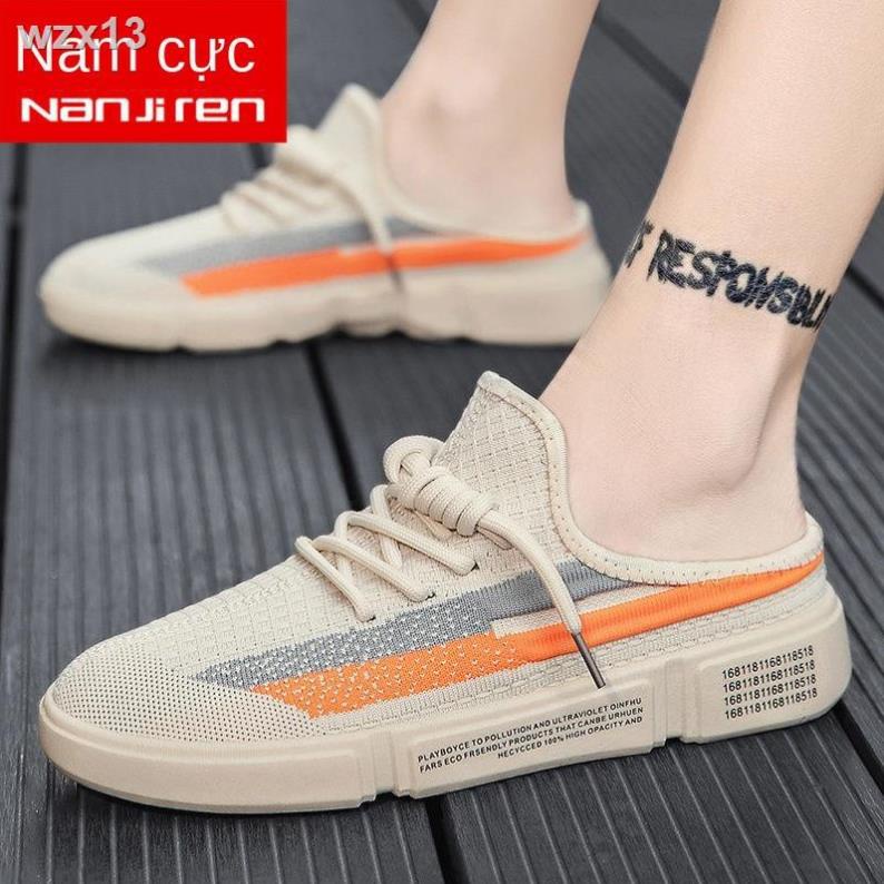 Giày một chân dành cho nam mùa hè thoáng khí và khử mùi Dép lười nửa đế Baotou xăng đan không gót vải JKK