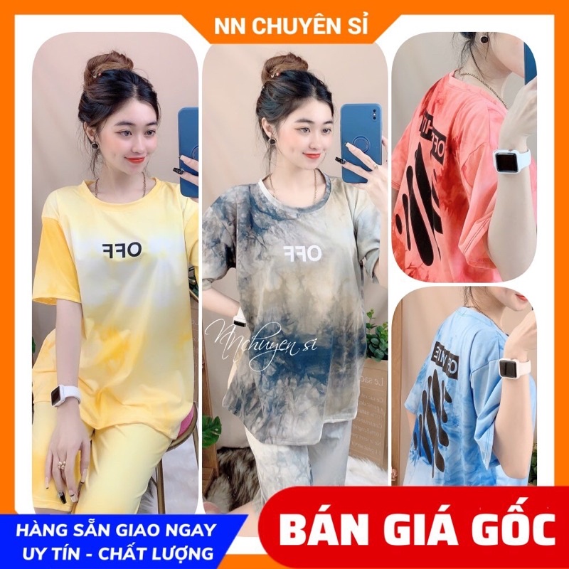 Đồ bộ nữ mặc nhà phom 55kg chất thun mềm mịn loang màu dễ thương TP88