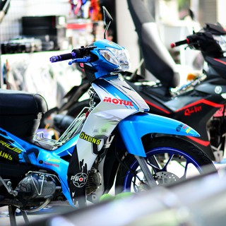 Decal Tem Xe Sirius Xanh Bạc Motul