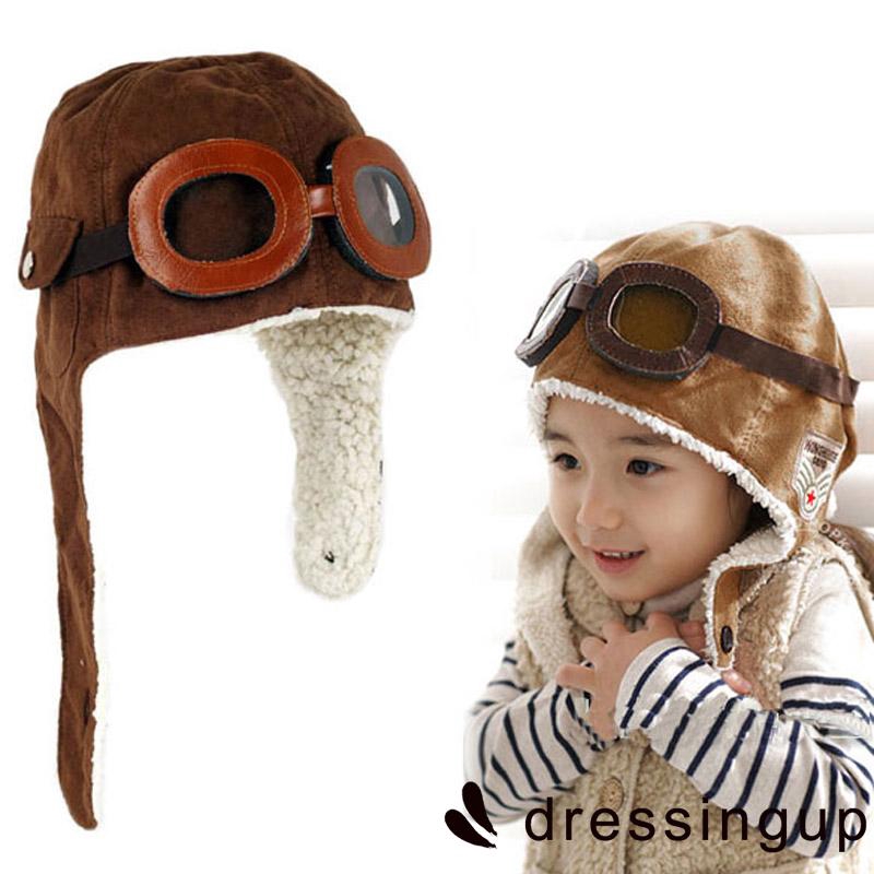 Mũ trùm đầu kiểu dáng phi công ấm áp thời trang cho bé