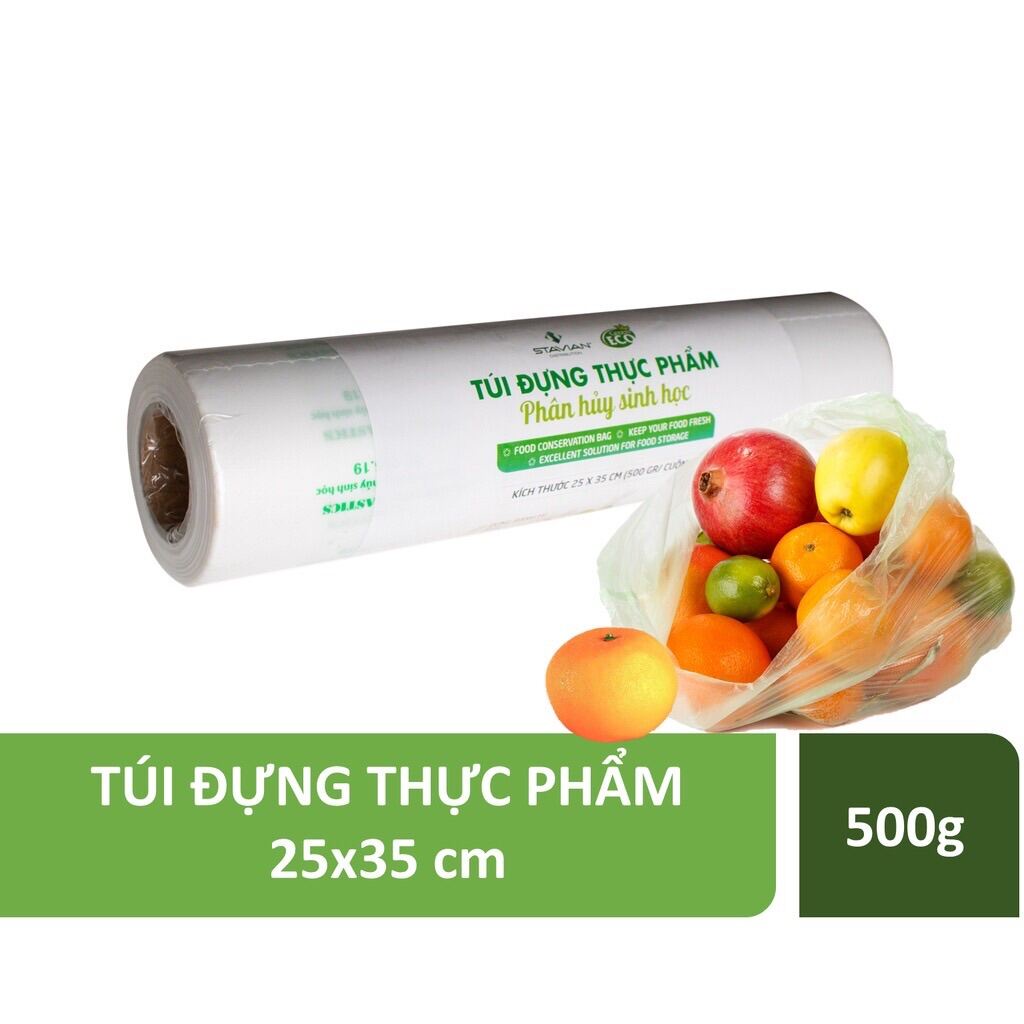 Túi Đựng Thực Phẩm Tự Phân Huỷ Sinh Học ECO Green Eco cuộn 500g 20*30cm, 25*35cm, 30*40cm