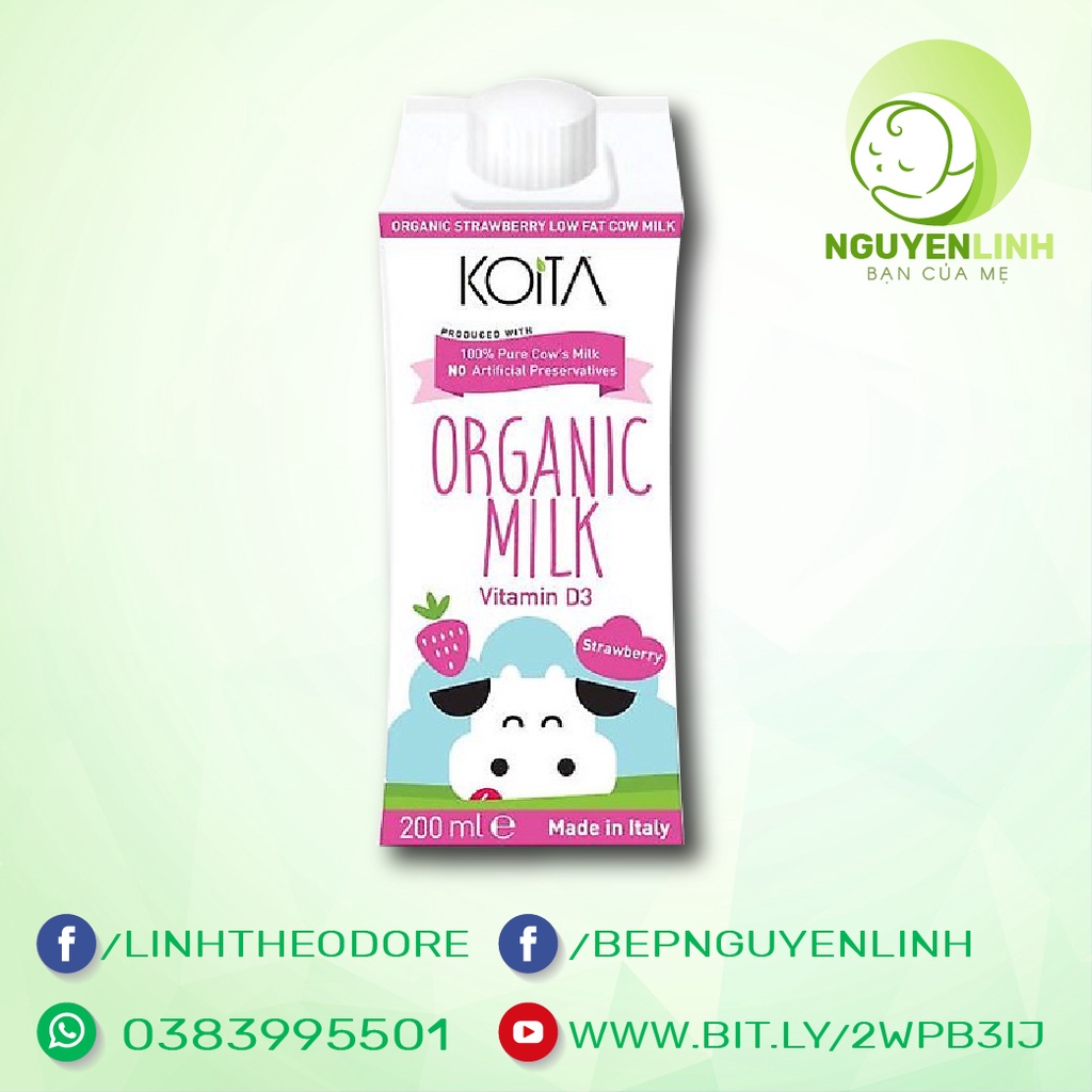 KOiTa sữa tươi hữu cơ (bò) các hương vị hộp 200ml