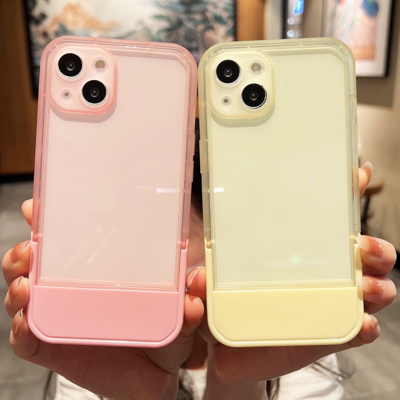 Ốp Điện Thoại Mềm Trong Suốt Chống Sốc Có Giá Đứng Cho iPhone 14 13 12 11 Pro Max XS XR X 8 7 Plus + SE 2020