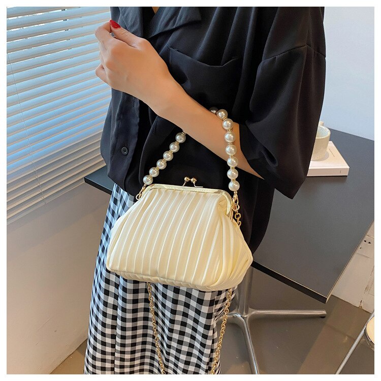 Túi đeo chéo JASMIN NOIR da PU phối quai xách ngọc trai nhân tạo thời trang dành cho nữ