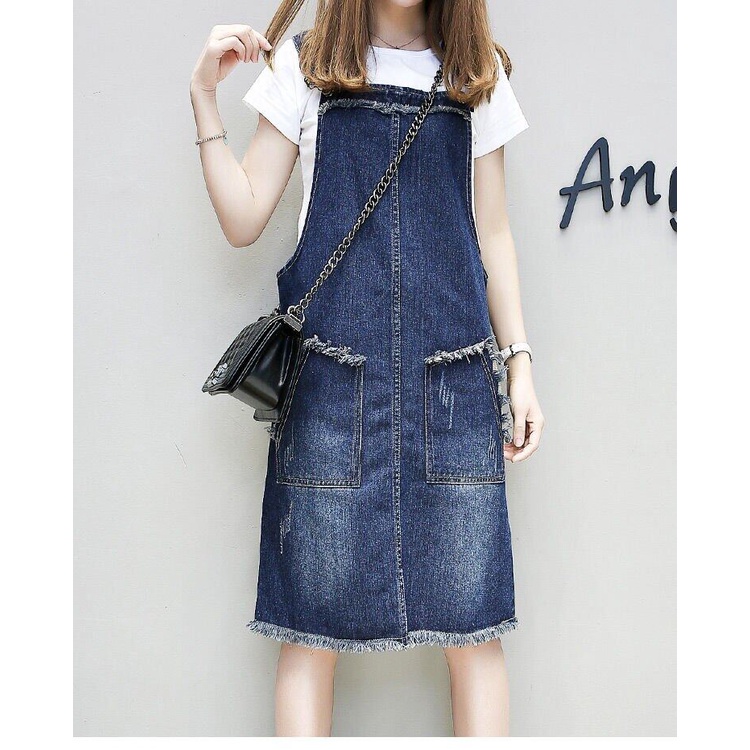 Đầm Yếm denim Dáng Ôm plus size Thời Trang Xuân Hè Cho Nữ