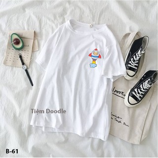 Áo Thun Nam Nữ Tay Lỡ Unisex Phông Trơn Oversize Form Rộng Basic Tee Hình tên lửa logo