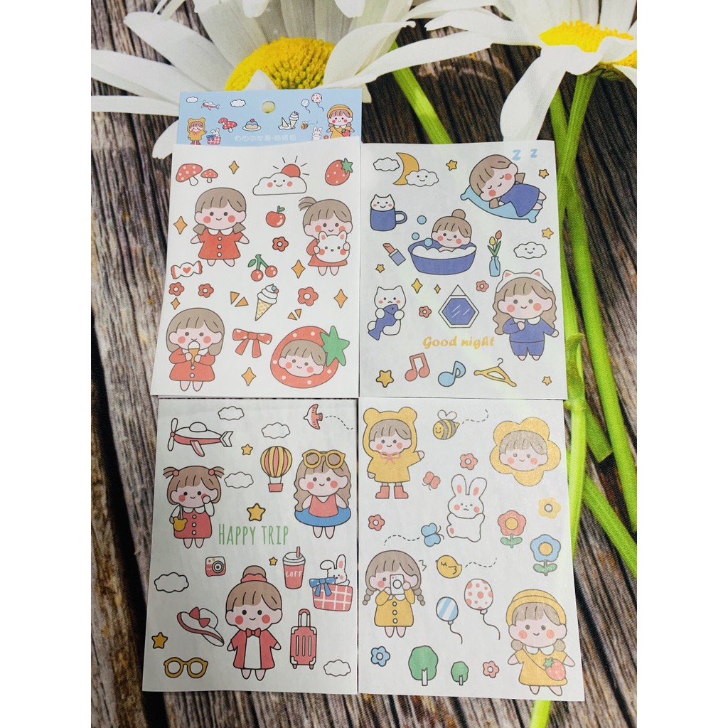 Sticker Set 4 Tờ Dễ Thương Luho toàn Những Mẫu Cưng Xỉu