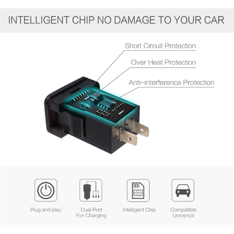 Củ sạc trên ô tô 2 cổng USB 4.2A cho Toyota