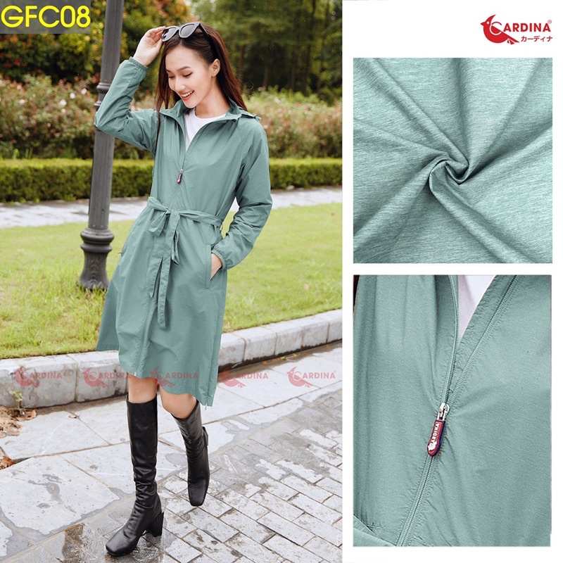Áo gió nữ CARDINA 2 lớp vải gió nữ dáng dài chống nước, chống mốc cảm gió cản bụi chống nắng nhé | BigBuy360 - bigbuy360.vn