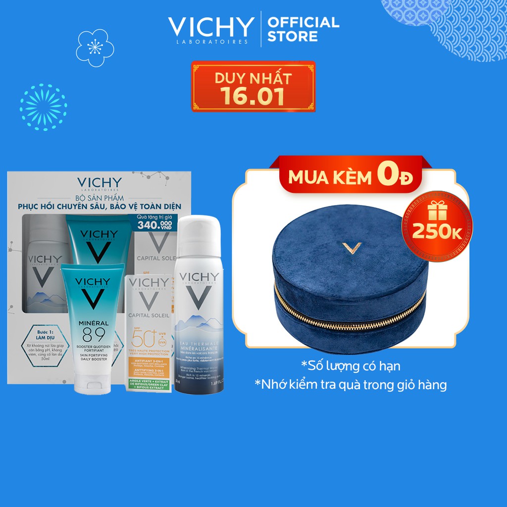 Bộ sản phẩm serum khoáng phục hồi chuyên sâu Vichy Mineral 89