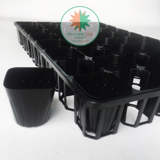 Combo 10 bộ khay 40 lỗ + 400 chậu ươm 7.5 chuẩn nhật - khay ươm cây con, cây giống làm vườn