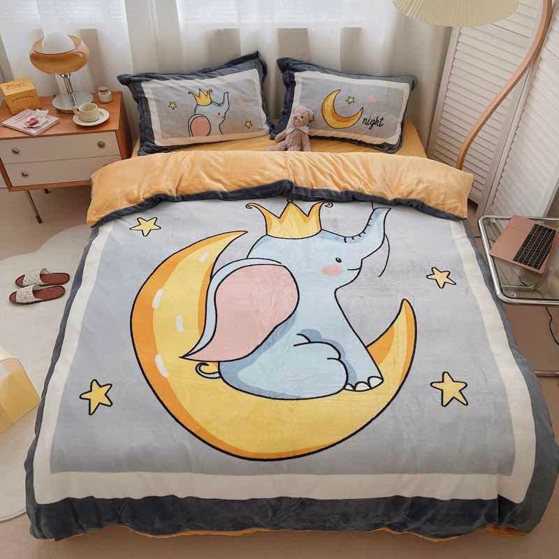 Bộ chăn ga nỉ nhung tuyết Bo Decor siêu ấm áp dễ thương