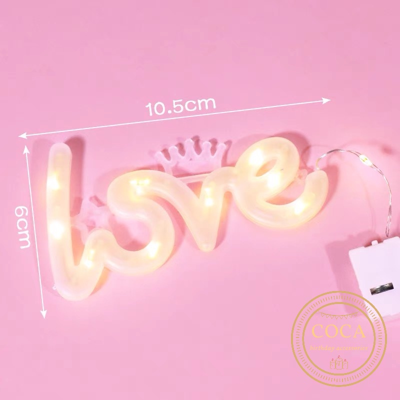 Đèn LED chữ LOVE dùng trang trí tiệc, quà tặng, hộp quà, bó hoa, bánh kem